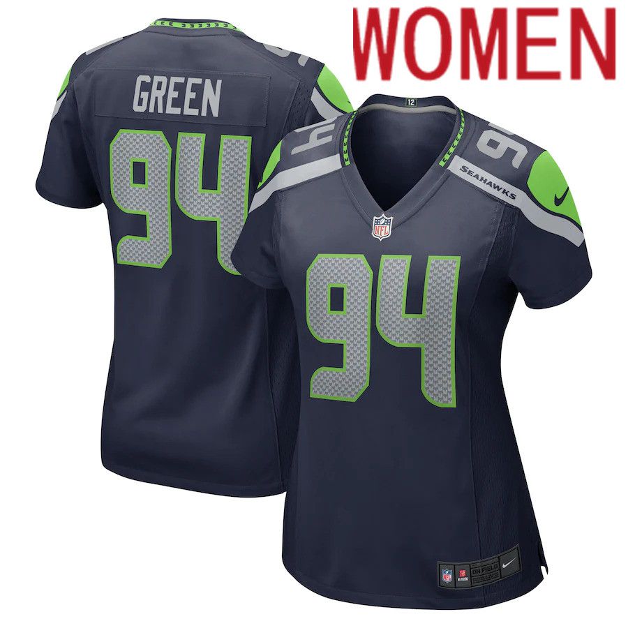Women Seattle Seahawks #94 Rasheem Green Nike College Navy Game NFL Jersey->women nfl jersey->Women Jersey